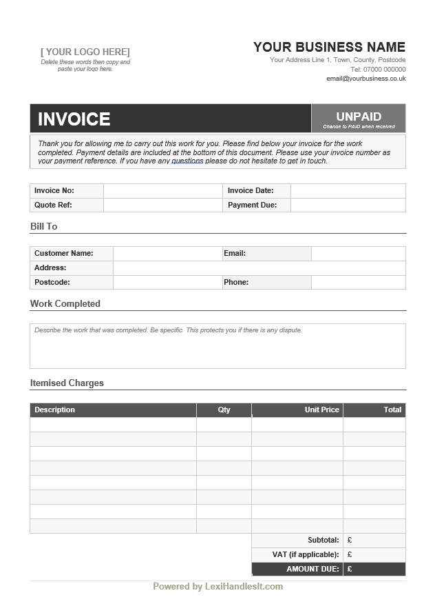 Lexi's Invoice Template
